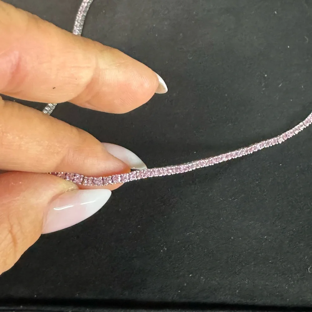 SOLD!! Authentic Natural pink sapphires tennis necklace - Picture 6 of 6